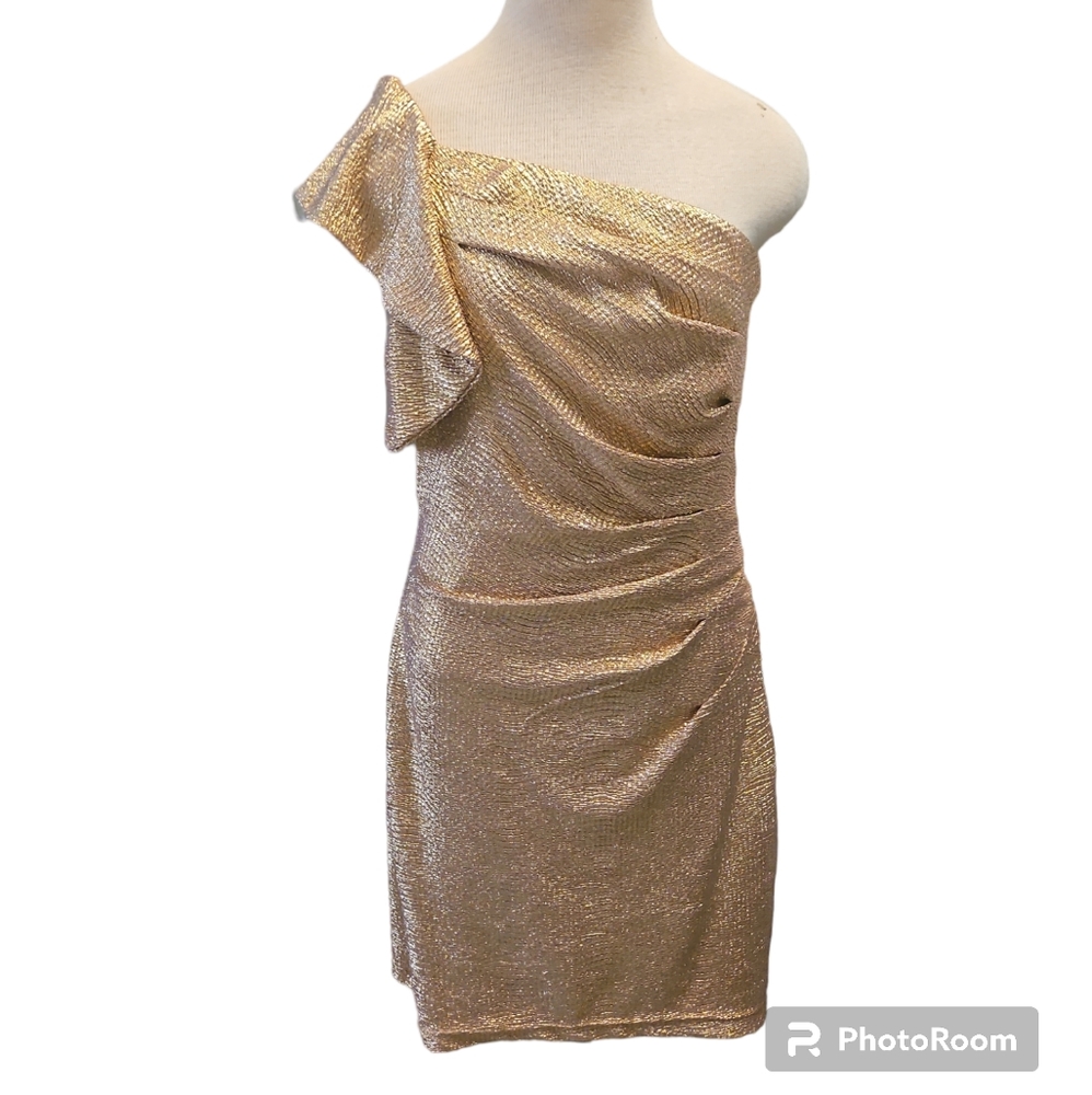 Hailey Logan formal gold dress